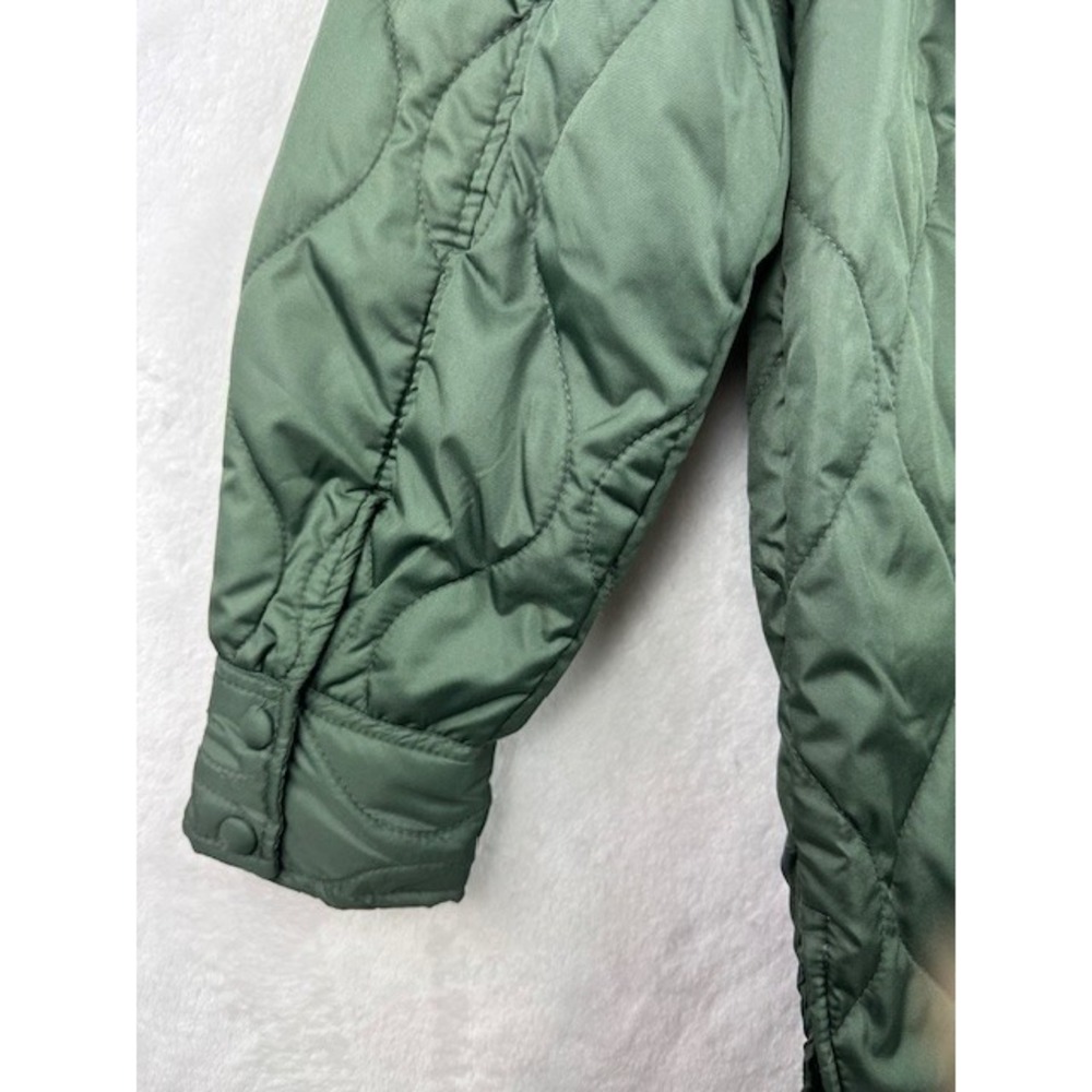 1 Sunset‎ Lane Quilted Puffer Jacket Womens S Dark Green Zip Snap Pockets Winter - Picture 7 of 13